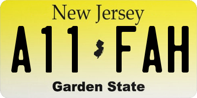 NJ license plate A11FAH
