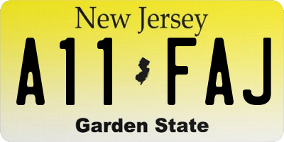 NJ license plate A11FAJ