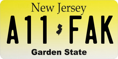 NJ license plate A11FAK