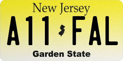 NJ license plate A11FAL