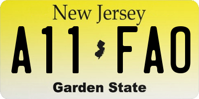 NJ license plate A11FAO