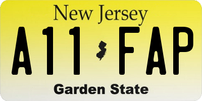 NJ license plate A11FAP