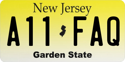 NJ license plate A11FAQ