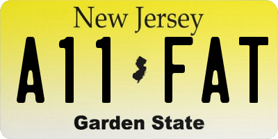 NJ license plate A11FAT