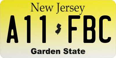 NJ license plate A11FBC