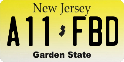 NJ license plate A11FBD