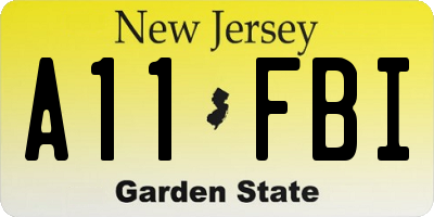 NJ license plate A11FBI