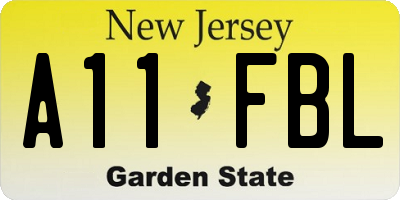 NJ license plate A11FBL