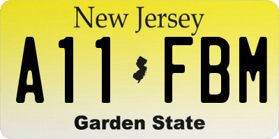 NJ license plate A11FBM