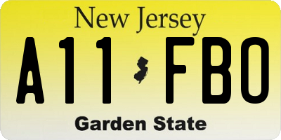 NJ license plate A11FBO