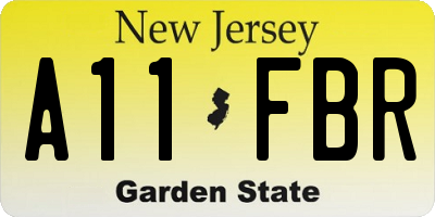 NJ license plate A11FBR
