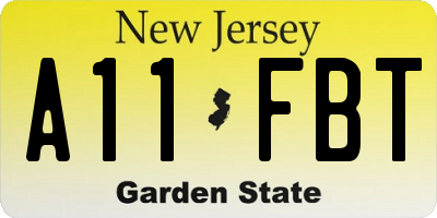 NJ license plate A11FBT
