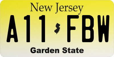 NJ license plate A11FBW