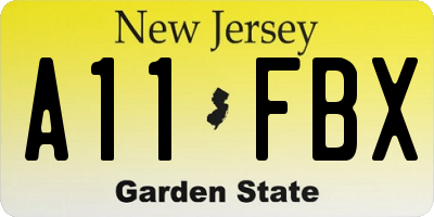 NJ license plate A11FBX
