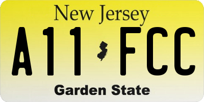 NJ license plate A11FCC