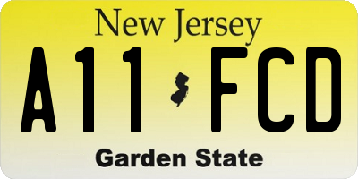 NJ license plate A11FCD
