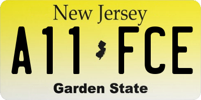 NJ license plate A11FCE