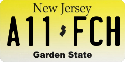 NJ license plate A11FCH