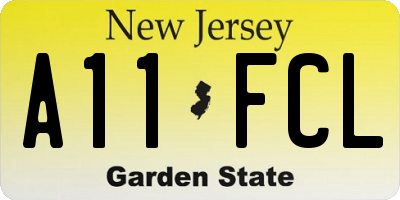 NJ license plate A11FCL