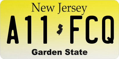 NJ license plate A11FCQ