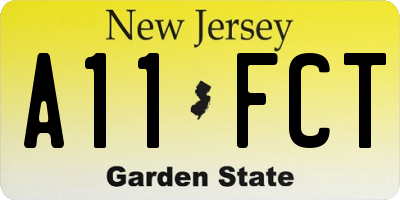 NJ license plate A11FCT