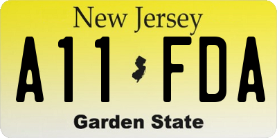 NJ license plate A11FDA