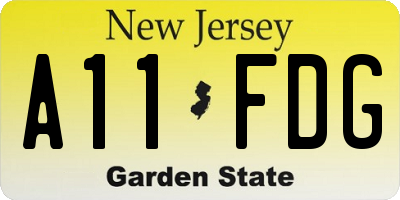 NJ license plate A11FDG