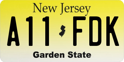 NJ license plate A11FDK