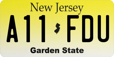 NJ license plate A11FDU