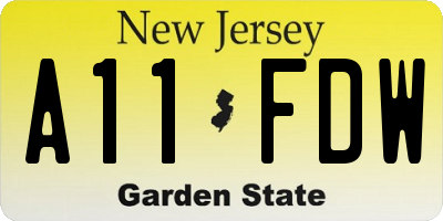 NJ license plate A11FDW