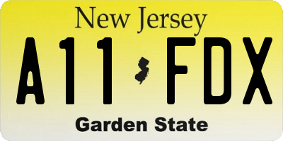 NJ license plate A11FDX