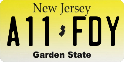 NJ license plate A11FDY