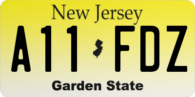 NJ license plate A11FDZ