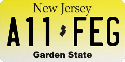 NJ license plate A11FEG