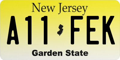 NJ license plate A11FEK