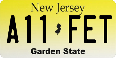 NJ license plate A11FET