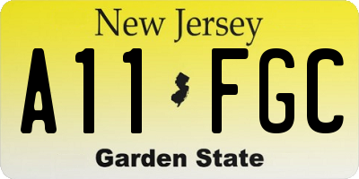 NJ license plate A11FGC