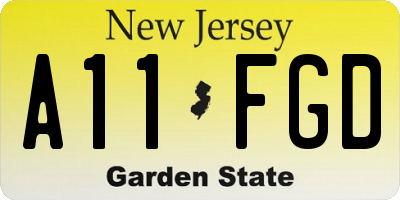 NJ license plate A11FGD