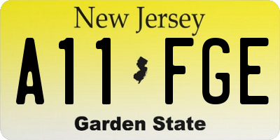 NJ license plate A11FGE