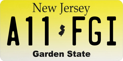 NJ license plate A11FGI