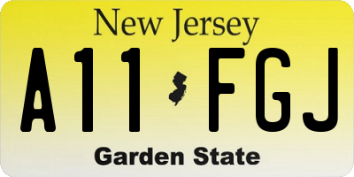 NJ license plate A11FGJ