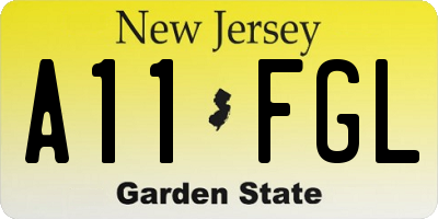 NJ license plate A11FGL