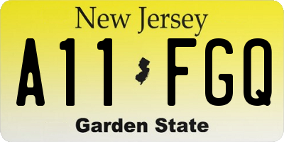 NJ license plate A11FGQ