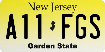 NJ license plate A11FGS