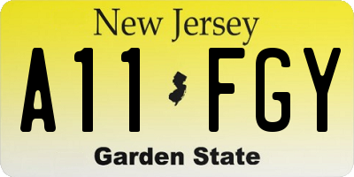 NJ license plate A11FGY