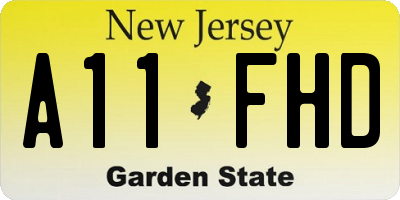 NJ license plate A11FHD