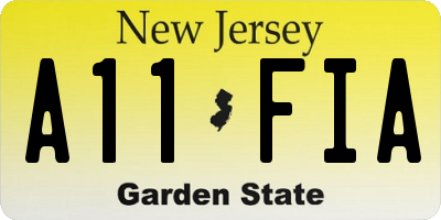 NJ license plate A11FIA