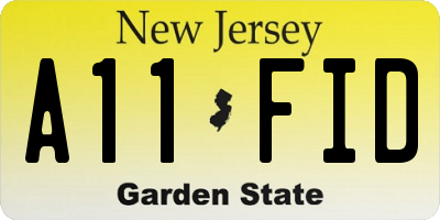 NJ license plate A11FID