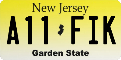 NJ license plate A11FIK