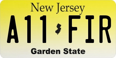 NJ license plate A11FIR
